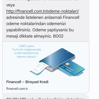 Turkcell Financell Cihaz Kredi Mesajı
