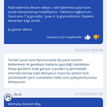 TurkNet İnternet Nakil İşlemi Süresinin Aşılması Ve Müşteri Memnuniyetsizliği