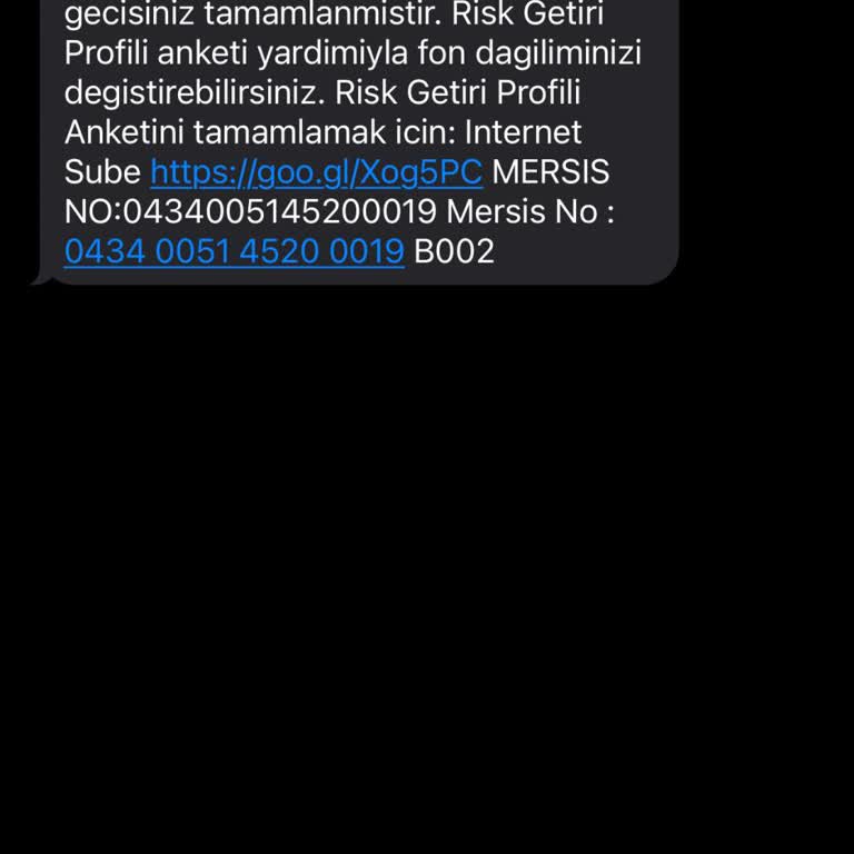 Türkiye Hayat Emeklilik Türkiye EMK Bilinmeyen SMS