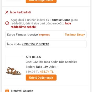 Trendyol İade Edilmeyen Para