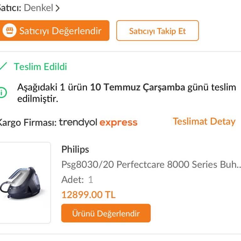 PHILIPS Ev Aletleri Trendyol'da Satın Alınan Ütünün Çalışmaması