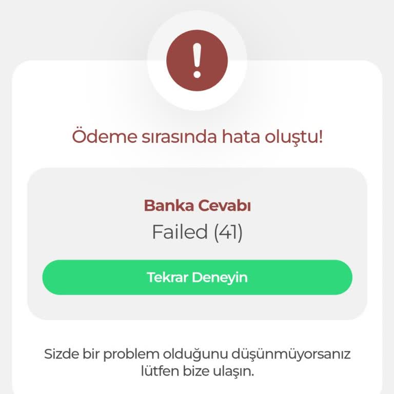 Bubilet Failed (41) Hatası Veriyor