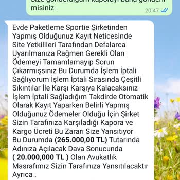 Saldos Ticaret Paketleme Tarafından Mağdur Edildim