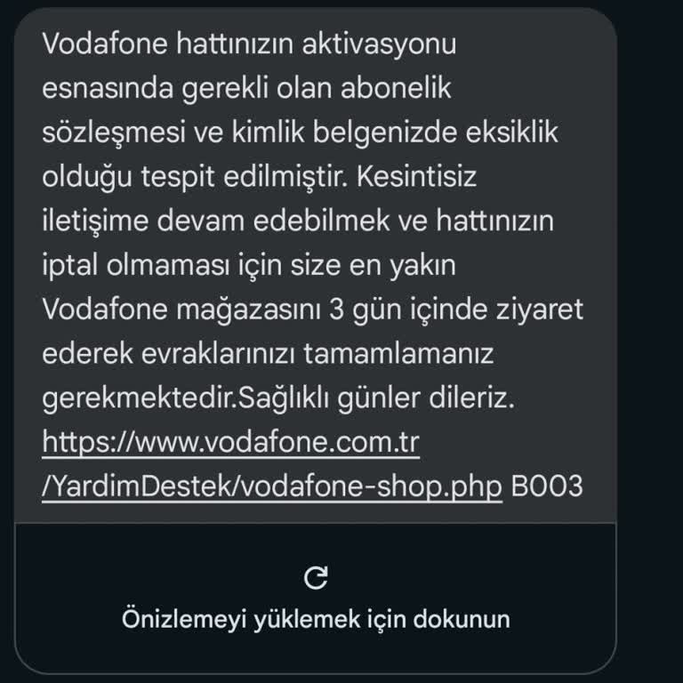 Vodafone Hat Kısıtlama Evrak Eksikliği