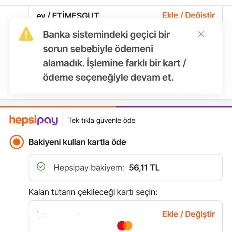 HepsiPay Hepsiburada Banka Sistemindeki Geçici Bir Sorun