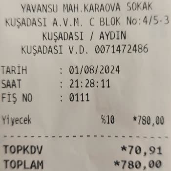Bereket Döner Kuşadası AVM Şubesi Bizden Fazla Ücret Aldı.
