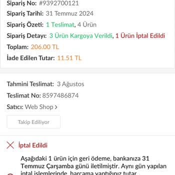 Trendyol Ücret İadesi Şikayeti