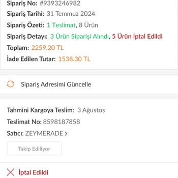 Trendyol Ücret İadesi Şikayeti