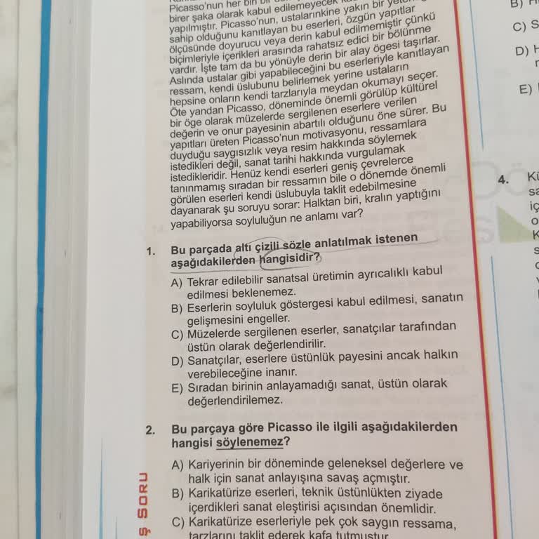 Üç Dört Beş 345 Paragraf Altı Çizilen Sözcüklerin Olmaması