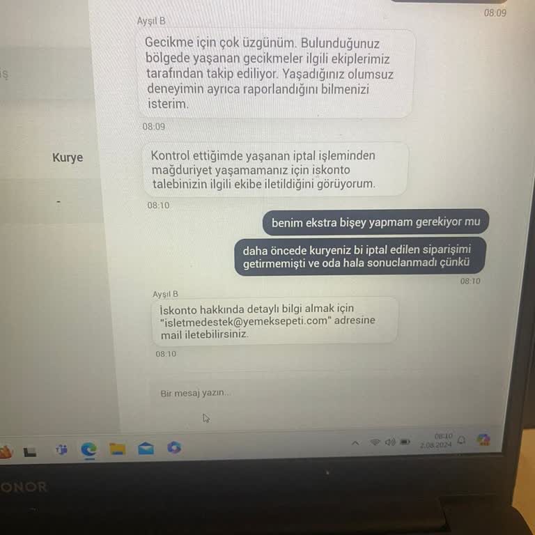 Yemek Sepeti Pişmanlıktır