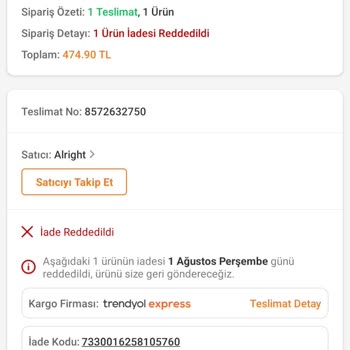 Trendyol Paramın Geri İade Edilmesi