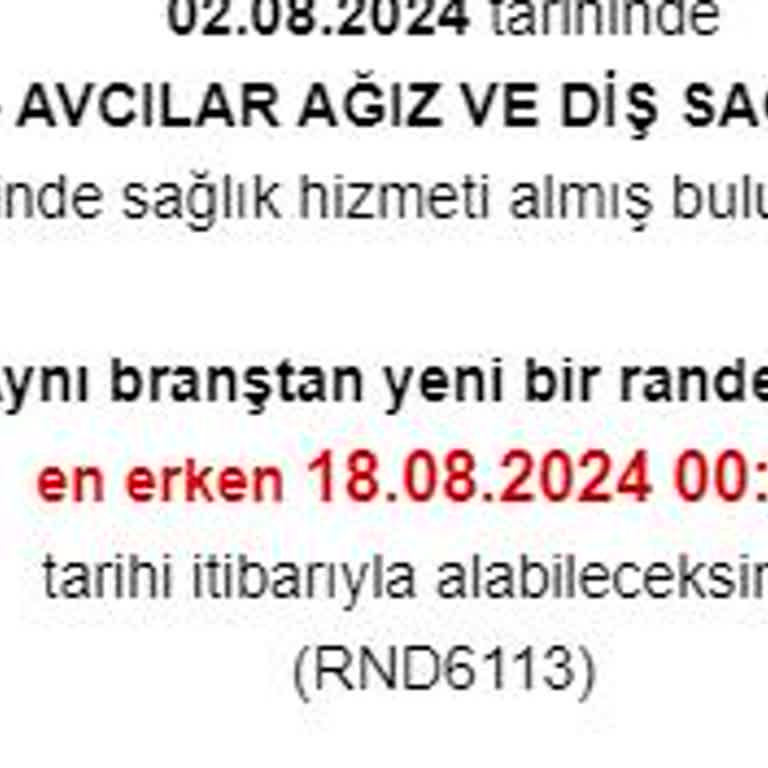 MHRS - 182 Aynı Branşa Randevu Alınmama Mağduriyeti