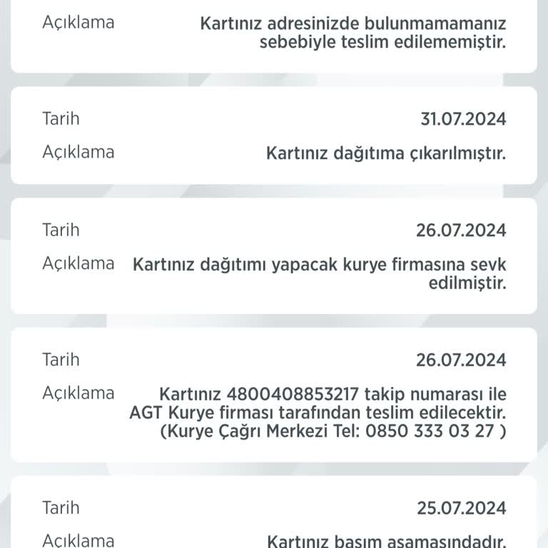 Ziraat Bankası Kart Gecikmesi AGT Kargo