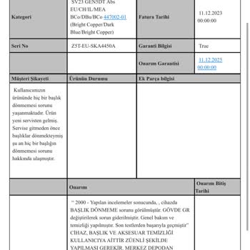 Dyson Gen5 Detect Ayıplı Mal Firma Kabul Etmiyor
