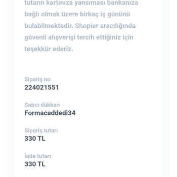 Shopier Param İade Edilmedi.