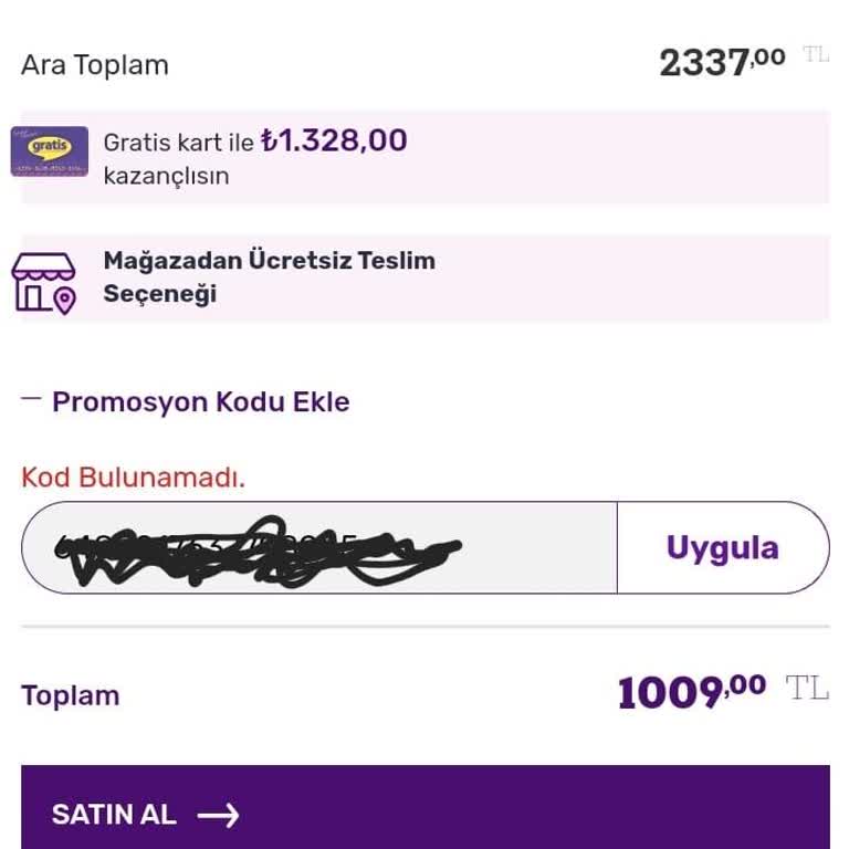 Gratis Promosyon Kodunu Kabul Etmiyor, Müşteri Hizmetleri Yanlış Bilgi