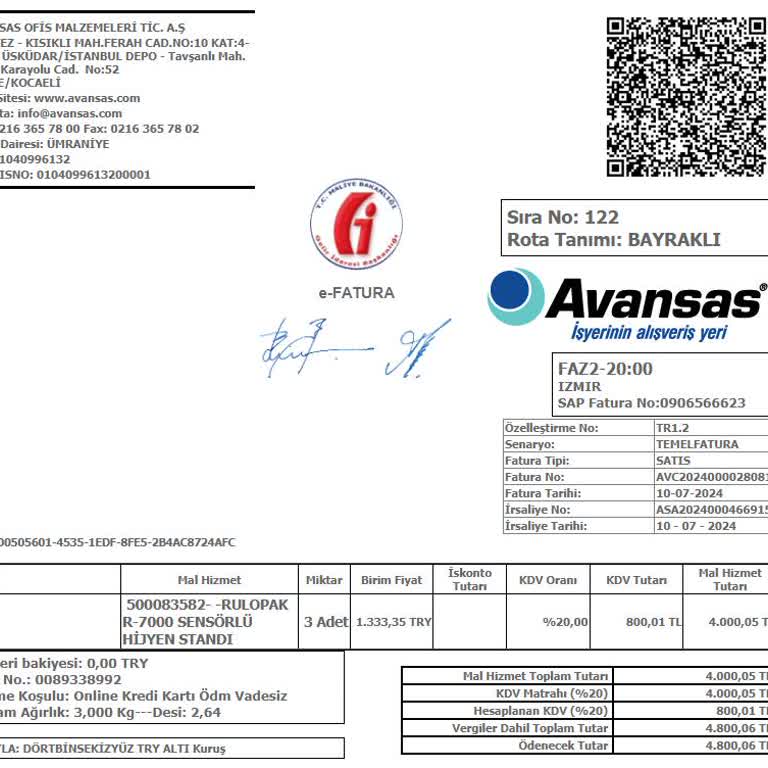 Avansas Eksik Teslimat Sorunu