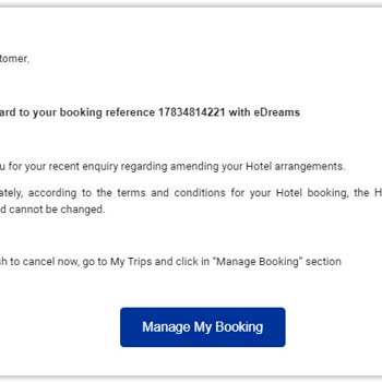eDreams Does Not Allow Reservation Updates