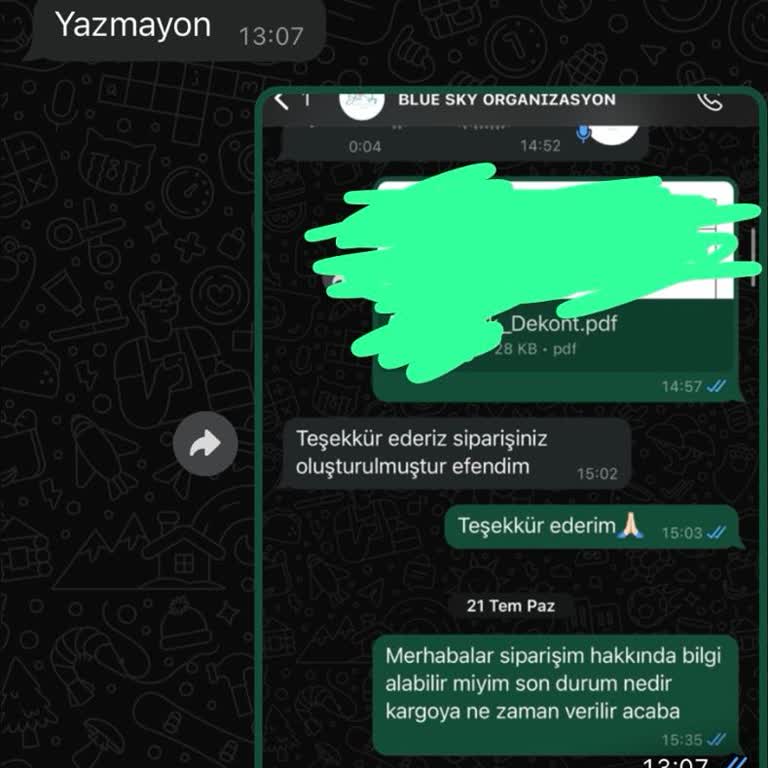 Blue Sky Organizasyon Özel Günlerde Yaşanan Kötü Deneyim!