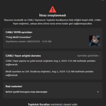 TikTok Haksız Canlı Yayın Banı