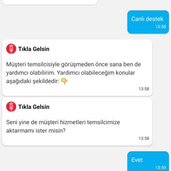 Tıkla Gelsin Canlı Desteğe Ulaşamıyorum