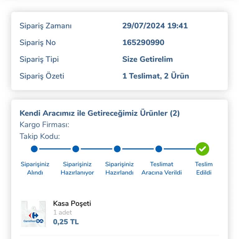 Carrefour SA Gelmeyen Ürün Siparişim
