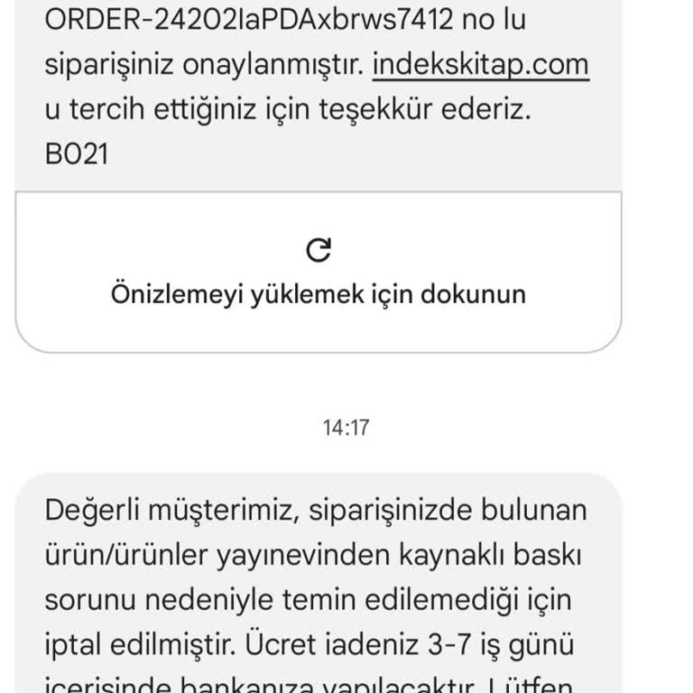 İndeks Kitap 2 Hafta Oyaladılar Ve Siparişi İptal Ettiler.