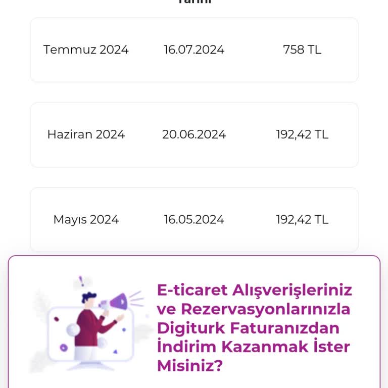 Digiturk Yüksek Gelen Fatura