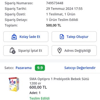 Pazarama Yanlış Gönderilen Ürün Ve Müşteri Hizmetleri Sorunu