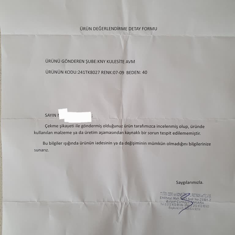 Tuğba Giyim Ürünlerinin Arkasında Durmuyor