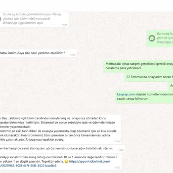 EasyCep Cihazımın Bedelini Ödemiyor. Sürekli Oyalıyor.