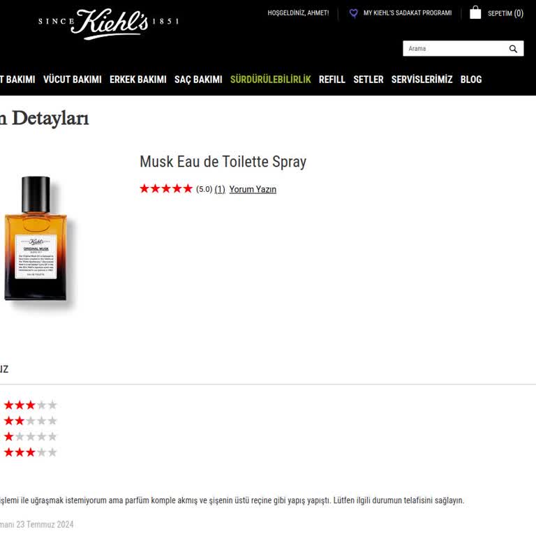Kiehl's Sitesi Ürün Hakkında Yazılan Yorumu Yayınlamıyor!