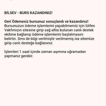 Bilsev Vakfı (Burs Başvuru) Vakıf Burs Dağıtımı Hakkında Değerlendirme