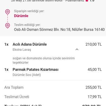Dürümle Eksik Malzemeler Ve İlgisiz Hizmet