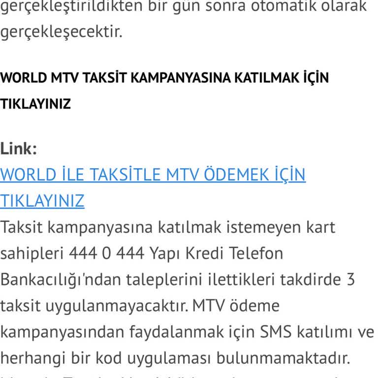 Worldcard MTV Taksitlendirme Mağduriyeti