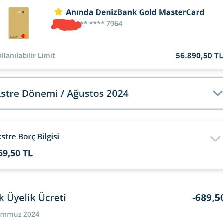 Denizbank Yıllık Kart Ücreti İtirazı