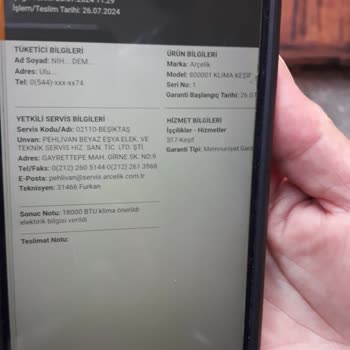 Arçelik Kapı Girişine Takılan Klima Sorunu