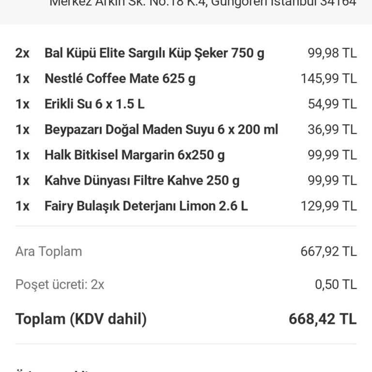 Yemek Sepeti Teslim Edilmemiş Ürünler