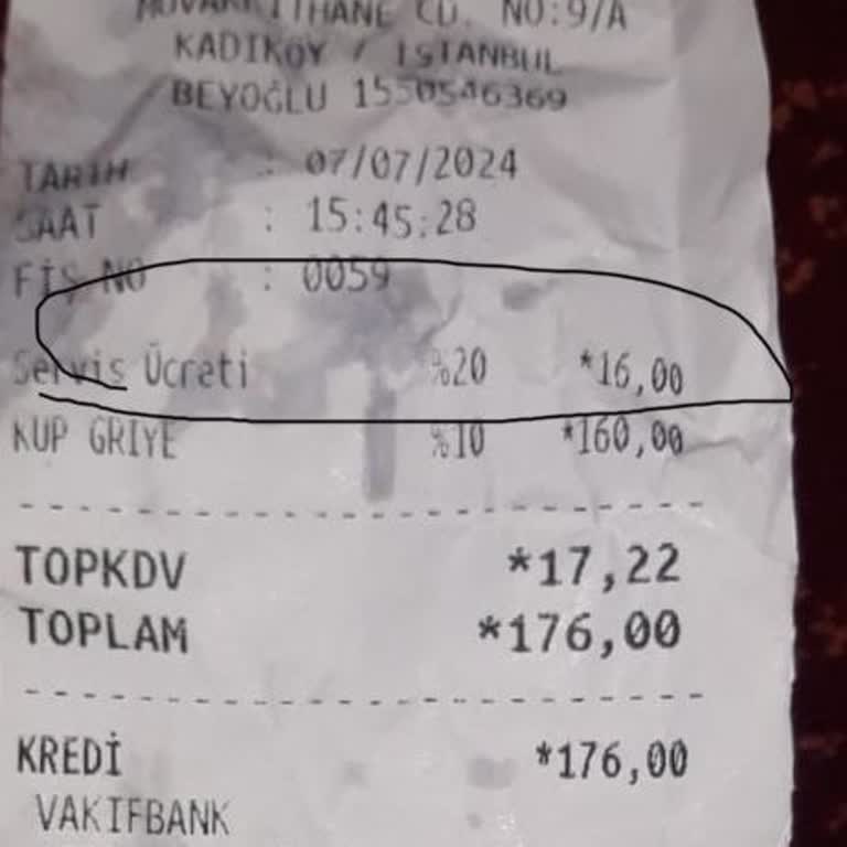 Baylan Pastanesi Kadıköy Pastanesinde Servis Ücreti Uygulaması