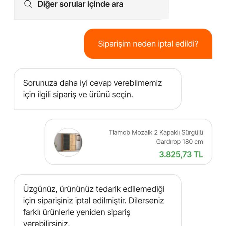 Hepsiburada İptal Edilen Dolap