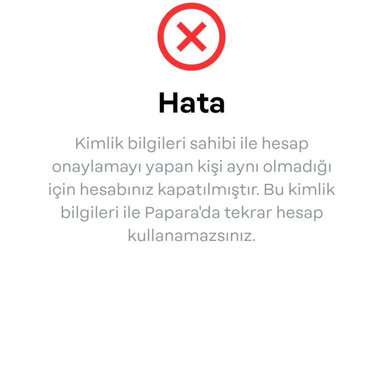 Papara Kart Hata Veriyor