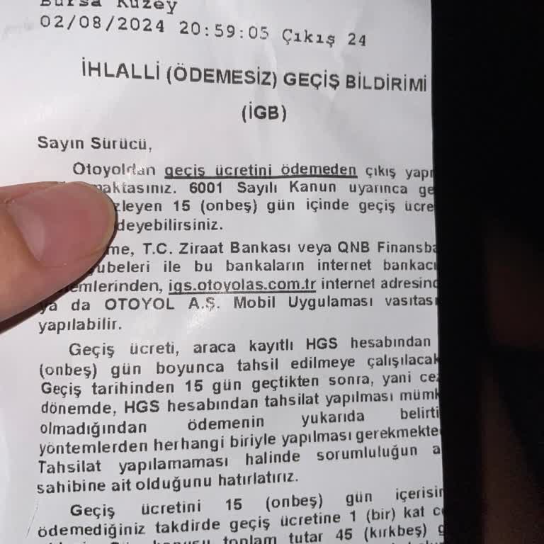 Otoyol A.Ş Gişelerde HGS Okuma Hatası