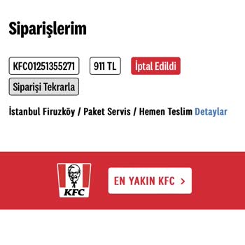 KFC Online Siparişi Kendileri İptal Ettiler