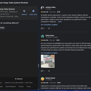 Aras Kargo Sakarya Saka Şubesi Kargo Teslimi Yapmıyor