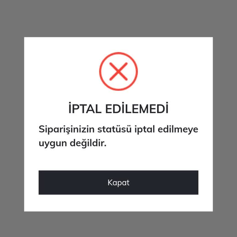 DeFacto Siparişinizin Statüsü İptal Edilmeye Uygun Değildir