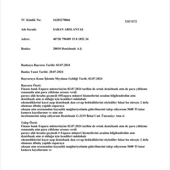 QNB Finansbank Denizbank ATM Para Yükler İken Arızadan Kaynaklı Mağduriyet