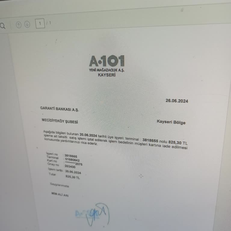 A101 Paramı İade Etmedi