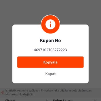 Misli Tutan Kupon İptali