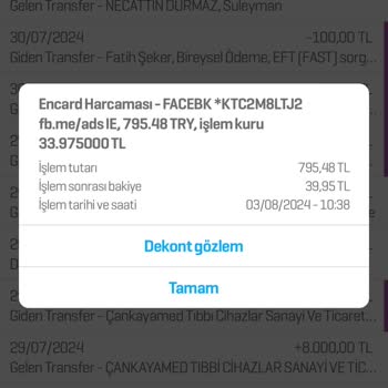 Facebook İzinsiz Çekim: 795 TL'lik Beklenmedik Harcama