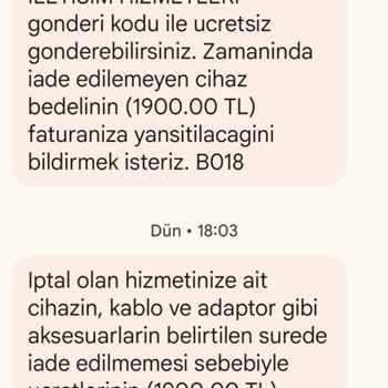 Turkcell Superbox Cihaz İade Süresi İçerisinde Fatura Bedeli